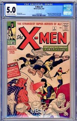 1963 X-Men 1 CGC 5.0! OWithW! 1st App of Magneto, Mutants, Professor X! KEY! Sharp