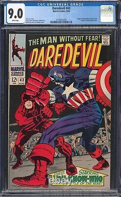 1968 Marvel Daredevil #43 CGC 9.0 White Pages Captain America Appearance