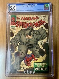 AMAZING SPIDER-MAN #41 Marvel 1966 1st App Rhino! CGC 5.0 SUPER KEY