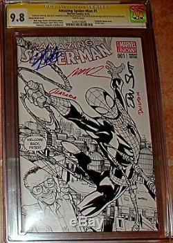 AMAZING SPIDERMAN 1 5X 1st DAY SIGNED STAN LEE RAMOS SLOT SKETCH VARIANT CGC 9.8