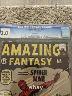 Amazing Fantasy 15 CGC 3 1962 1st App Spiderman