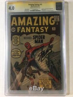 Amazing Fantasy #15 CGC 4.0 Signed Stan Lee Cream/Off White No Chipping