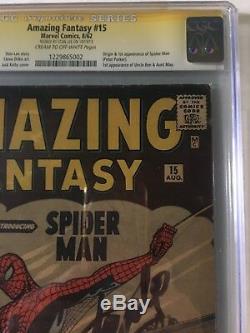 Amazing Fantasy #15 CGC 4.0 Signed Stan Lee Cream/Off White No Chipping
