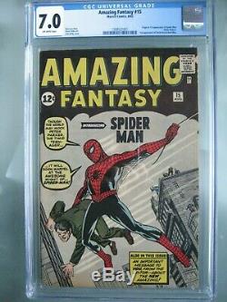 Amazing Fantasy #15 CGC 7.0 Marvel Comics 1962 Origin & 1st app Spider-Man
