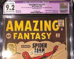 Amazing Fantasy #15 CGC 9.2 NM- ORIGIN 1ST SPIDER-MAN PETER PARKER STAN LEE RARE