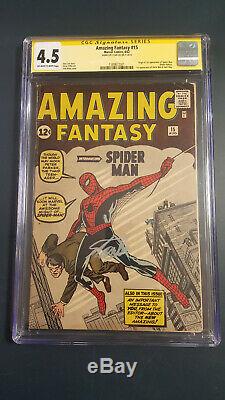 Amazing Fantasy 15 Cgc 4.5 Ss Stan Lee 1st App Of Spiderman No Chipping 8/62