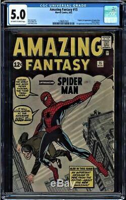Amazing Fantasy #15 Cgc 5.0 Oww Pages Origin & 1st App Spider-man #1296857001