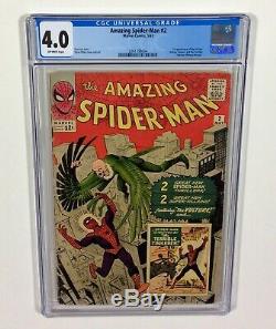 Amazing Spider-Man #2 CGC 4.0 KEY (1st Vulture) May1963 Marvel