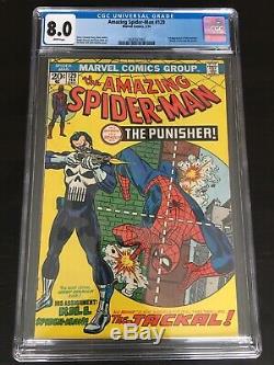 Amazing Spider-man 129 CGC 8.0 WHITE Pgs. 1st Punisher Nice Copy No Reserve