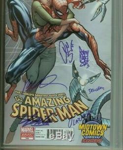 Amazing Spider-man #700 Cgc 9.8 Ss Signed Stan Lee Ramos + Others Midtown