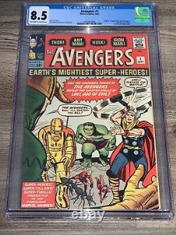 Avengers 1 CGC 8.5 Marvel 1963 1st App Avengers Hulk Iron Man Thor Loki SA Key