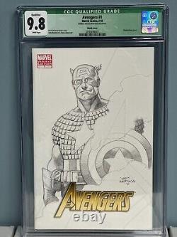 Avengers #1 Marvel 2010 Blank Cover withRolando Medina Capt America Sketch CGC 9.8
