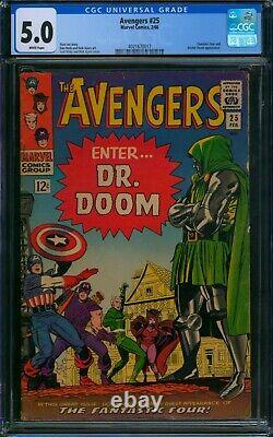 Avengers #25? CGC 5.0 WHITE PGs? DOCTOR DOOM Appearance Dr Marvel Comic 1966