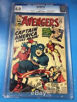 Avengers #4 1964 CGC 4.0 1st Silver Age Captain America