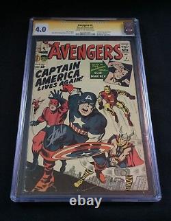Avengers #4 CGC 4.0 SS Stan Lee Signed Comics 1st Silver Age Captain America