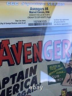 Avengers #4 CGC 4.0 SS Stan Lee Signed Comics 1st Silver Age Captain America