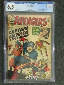 Avengers #4 Silver Age 1st SA Captain America Marvel CGC 6.5 Stan Lee Jack Kirby