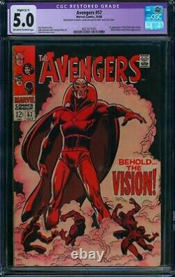 Avengers #57? CGC 5.0 Restored? 1st Silver Age App of VISION Marvel Comic 1968