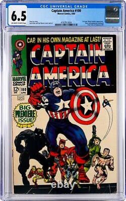 Captain America #100 CGC 6.5 OWithW Pages 1968 Marvel 1st Solo Captain America