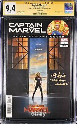 Captain Marvel 1 Movie Photo CGC SS 9.4 Signed by Brie Larson with Inscription