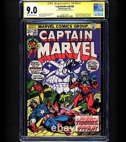 Captain Marvel #28 CGC 9.0 SS 1st Eon ONLY 10 SIGNED HIGHER Early Thanos App HTF