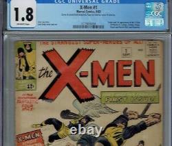 Cgc 1.8 X-men #1 Origin & 1st Appearance 1963 Off-white Pages