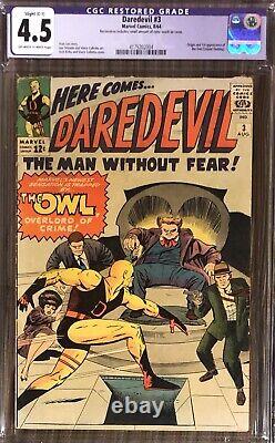 Daredevil 3 CGC 4.5 First Appearance Of The Owl Marvel 1964. Pink Label
