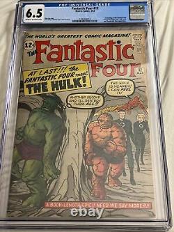 Fantastic Four #12 3/63 Cgc 6.5 First Hulk Crossover Hot