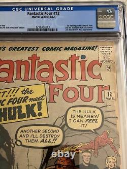 Fantastic Four #12 3/63 Cgc 6.5 First Hulk Crossover Hot
