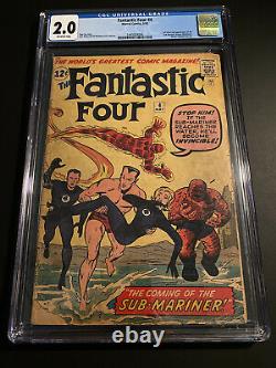Fantastic Four #4 1st App of Sub-Mariner CGC 2.0 OW Hot Silver Key