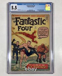 Fantastic Four #4 CGC 5.5 KEY! OWithW Pages! (1st Sub-Mariner!) 1962 Marvel Comics