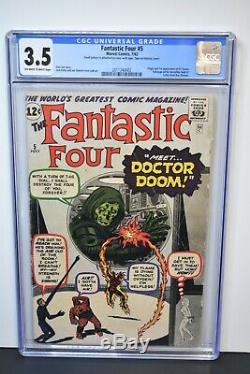 Fantastic Four #5 (1962) CGC Graded 3.5 Origin 1st Appear Dr. Doom Stan Lee