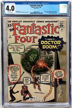 Fantastic Four 5 CGC 4.0 OW Pages HOT Key Comic 1st Doctor Doom Movie