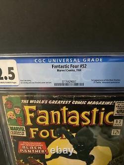 Fantastic Four #52 Cgc 2.5 1st Appearance Of Black Panther Oww Pages Tchalla