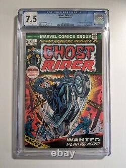 Ghost Rider 1 CGC 7.5 (Marvel Comics 1973) 1st Son Of Satan Daimon Hellstrom Key