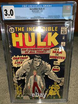 Hulk #1 CGC 3.0 Marvel 1962 WHITE pages! Key Silver Age! RARE! D4 102 cm cl bo