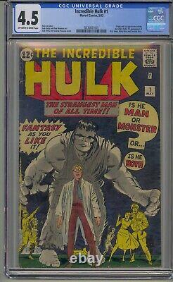 INCREDIBLE HULK #1 CGC 4.5 OWithWHITE PAGES PRESENTS LIKE 5.0