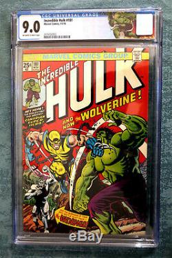 INCREDIBLE HULK # 181 CGC 9.0 1974 1ST APP OF WOLVERINE! Owith WHITE PAGES