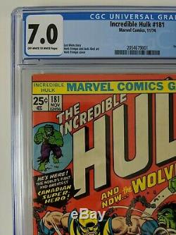INCREDIBLE HULK #181 (Nov 1974, Marvel) CGC 7.0 OFF-WHITE to WHITE Pages