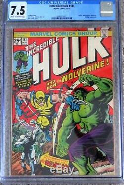 Incredible Hulk # 181 Cgc 7.5 1974 Marvel Key 1st App Of Wolverine! Stan Lee