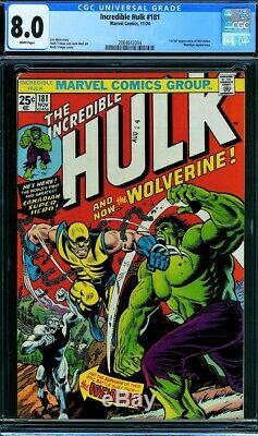 Incredible Hulk # 181 Cgc 8.0 1974 1st Appearance Of Wolverine! White Pages