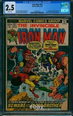 Iron Man #55 (1973)? CGC 2.5 WHITE Pages? 1st App THANOS & DRAX Marvel Comic