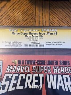 MARVEL SUPER HEROES SECRET WARS #8 CGC 9.6 Signed Stan lee ORIGIN VENOM