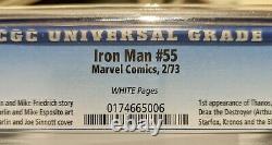 Marvel Comic Book Iron Man #55 CGC 9.4 White Pages 1st Thanos & Drax