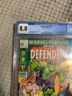Marvel Feature 1 CGC 8.0 Off White-White Pages 1st App Defenders 1971