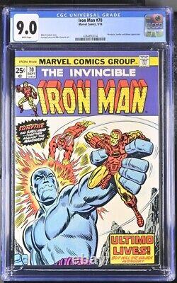 Marvel The Invincible Iron Man #70 9/74 Cgc 9.0 Nm/vf Mandarin Sunfire Ultimo