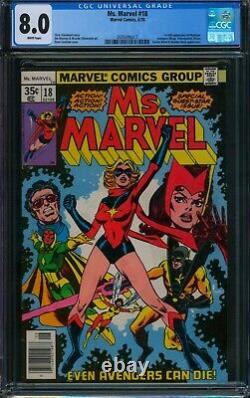 Ms. Marvel #18? CGC 8.0 WHITE PG? 1st Full Appearance of MYSTIQUE Comic 1978