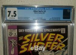 SILVER SURFER #4 CGC 7.5 vs THOR Stan Lee Buscema classic cover art 1969 MARVEL