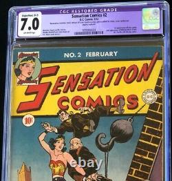 Sensation Comics #2 (DC 1942) CGC 7.0 Restored Golden Age Wonder Woman Key