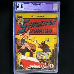 Sensation Comics #3 (DC 1942) CGC 6.5 Restored Golden Age Wonder Woman Key